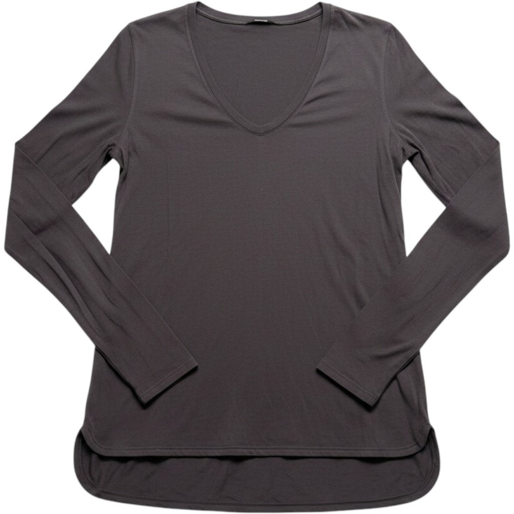Lululemon V-Neck Long Sleeve Top Charcoal Grey High Low Hem Athletic Shirt